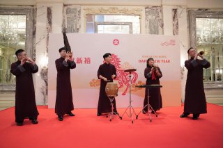 The Hong Kong Economic and Trade Office in Brussels hosted Chinese New Year receptions in Istanbul, Türkiye on February 12 (Istanbul time), as part of the celebration series for the Year of the Horse. Photo shows the Hong Kong Chinese Orchestra performing at the Chinese New Year dinner.