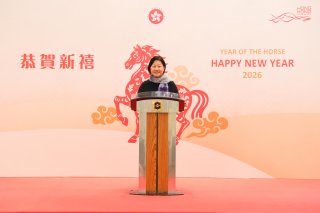The Hong Kong Economic and Trade Office in Brussels hosted Chinese New Year receptions in Istanbul, Türkiye on February 12 (Istanbul time), as part of the celebration series for the Year of the Horse. Photo shows the Special Representative for Hong Kong Economic and Trade Affairs to the European Union, Ms Shirley Yung, addressing the audience at the dinner.