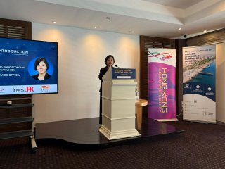 The Hong Kong Economic and Trade Office in Brussels continues Chinese New Year celebrations in Europe. Photo shows the Special Representative for Hong Kong Economic and Trade Affairs to the European Union, Ms Shirley Yung, addressing the audience at the reception in Limassol, Cyprus, on February 27 (Limassol time). 