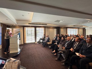 The Hong Kong Economic and Trade Office in Brussels continues Chinese New Year celebrations in Europe. Photo shows the Head of Business and Talent Attraction/Investment Promotion of the Invest Hong Kong Brussels office, Ms Paula Kant, presenting Hong Kong s latest economic and investment landscape to local business leaders during the Chinese New Year reception in Limassol, Cyprus, on February 27 (Limassol time). 