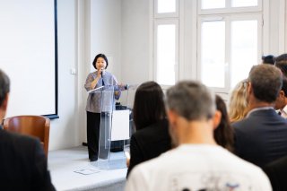 The Special Representative for Hong Kong Economic and Trade Affairs to the European Union, Ms Shirley Yung, delivers remarks at a networking reception Hong Kong Tech Night: Where Innovation Meets Opportunity in Paris, France on June 18 (Paris time) during VivaTech 2026.