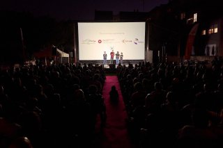 Photo shows the Deputy Representative of the Hong Kong Economic and Trade Office in Brussels, Mr Kasper Ng (first left), speaking to the audience of Good Game at the Hong Kong Night of the Asian Summer Film Festival on July 17 (Vic time) in Vic, Spain.
