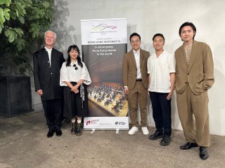 Photo shows (from left): the Music Director of the Hong Kong Sinfonietta and the Artistic Director of the Marvao International Music Festival, Mr Christoph Poppen; Hong Kong composer-performer, Ms Alice Young; Deputy Representative of the Hong Kong Economic and Trade Office in Brussels, Mr Kasper Ng; Hong Kong jazz pianist, Mr Daniel Chu; and Hong Kong harmonica virtuoso and composer, Mr Cy Leo, at the Farewell Gala concert of the Hong Kong Sinfonietta at the Marvao International Music Festival on August 2 (Marvao time) in Marvao, Portugal.